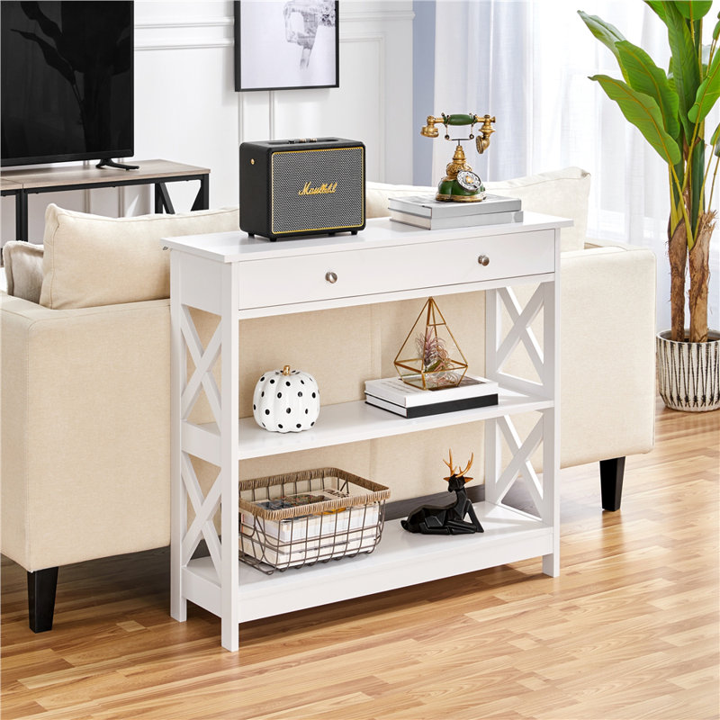 3-Tier Console Table, White, 80 cm H x 30 cm W x 80 cm L