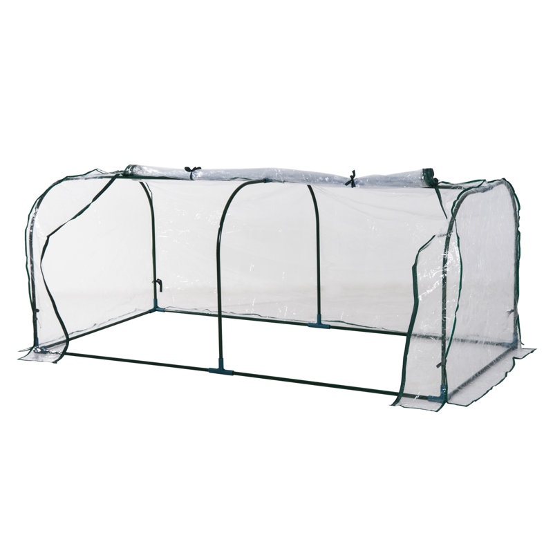Mini serre portative avec serre à fermeture à glissière Tiofila, 31.5" H x 116.5" W x 39.25" D, Green