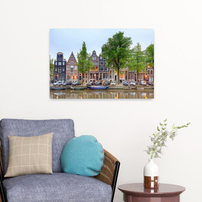 Houses And Boats Along The Herengracht Canal Amsterdam North Holland Netherlands Abstract Contemporary Architecture Landscape Art