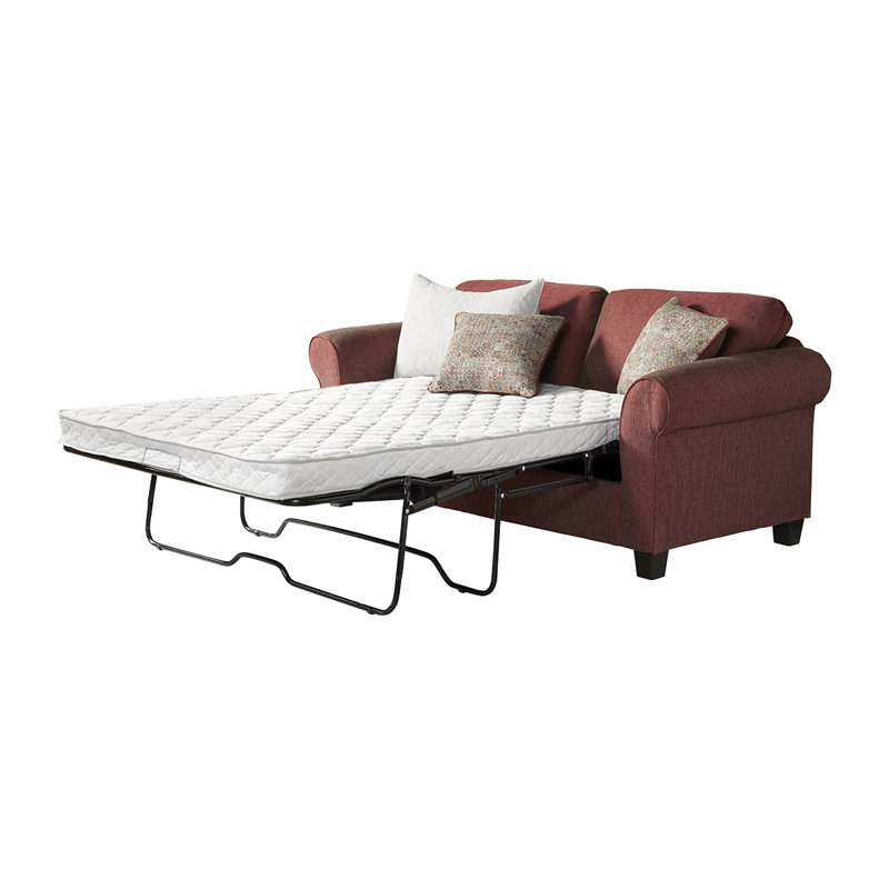 Ahniyla Upholstered 78'' Sleeper Sofa, Red Polyester