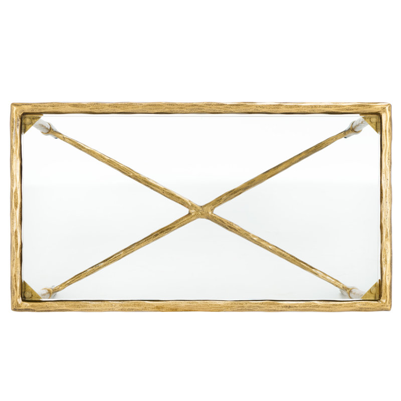 Isabellina Metal and Glass Accent Table, Brass