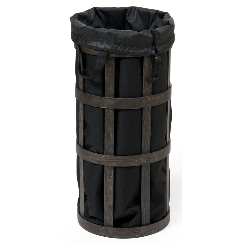 Belinda Wood Laundry Basket with Handles, Black, Dark Oak