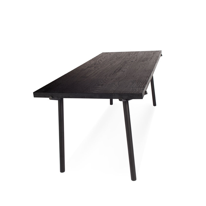 Branch Solid Oak Dining Table, 33" W x 91" L, Black, Black Oak