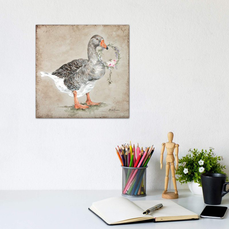 Goose With Wreath by Debi Coules - Print on Canvas, No Frame, 45.72 cm H x 45.72 cm W x 1.91 cm D
