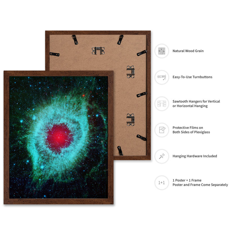 Nebula Galaxy, Poster, 11"H x 14"W, Brown Framed