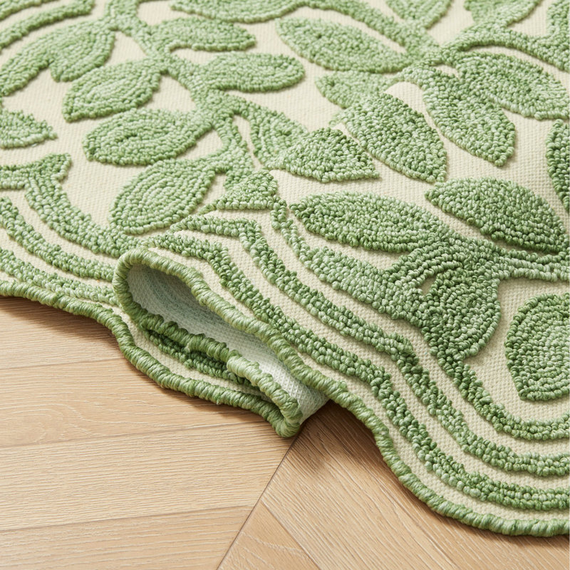 Laura Ashley Leaf Vine Space Dyed Loop Hi/Low Rug, Rectangle 2'2" x 3'9"