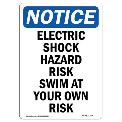 SignMission Electric Shock Hazard Risk Swim Sign | Wayfair