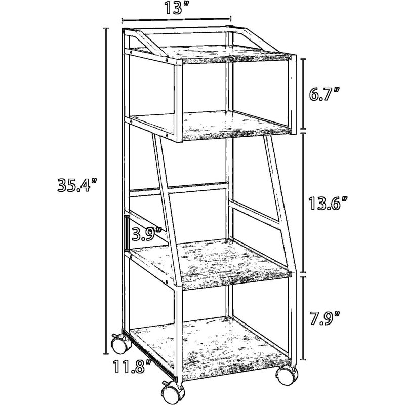 Mini-chariot à roulettes avec organisateur à 4 niveaux - Chariot de rangement mobile avec roues verrouillables pouvant contenir 2 petits réfrigérateurs pour le dortoir, la chambre à coucher, le salon et le rangement des soins de la peau