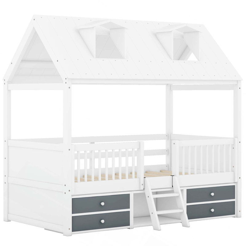 Structure de lit simple en bois, White