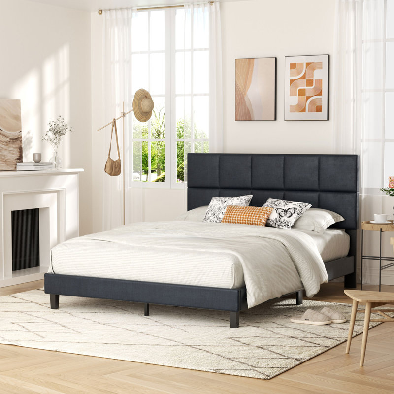 Lit plateforme en tissu d'ameublement, Grand