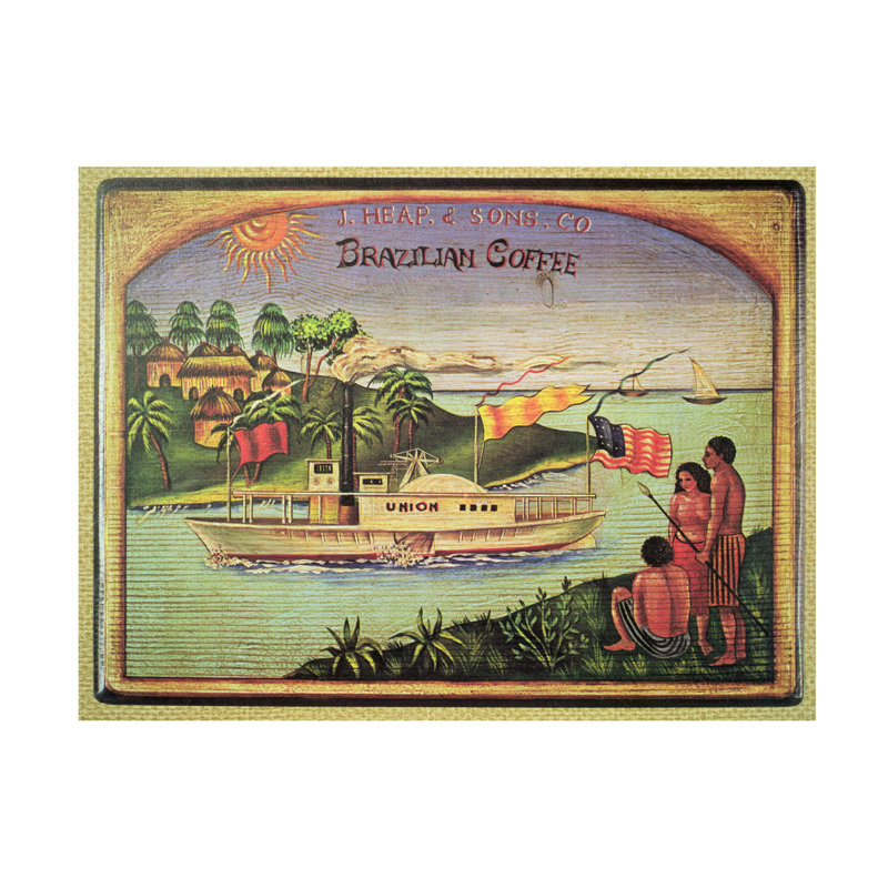 "Inconnu", affiche de publicité anglaise pour le café brésilien, art sur toile de 1840, H 18 po x l 24 po