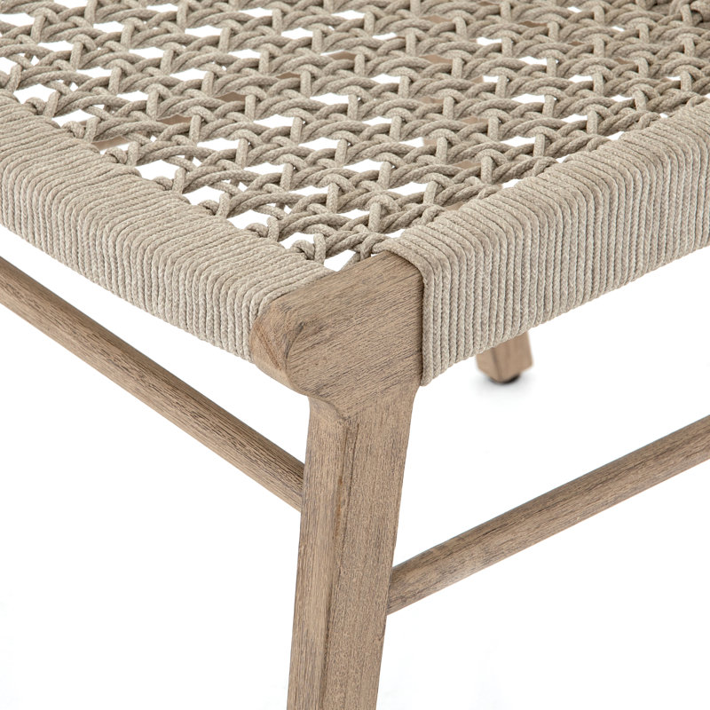Umbria Outdoor Dining Side Chair, Washed Brown, Ivory Rope