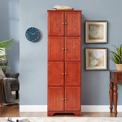 Armoire de rangement haute 72,4 "avec 8 portes et 4 tablettes, bibliothèque, salon, cuisine, salle à manger et armoire de rangement autoportante