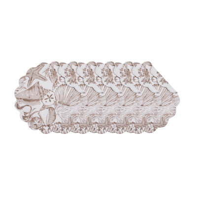 Ensemble de 6 napperons en coton matelassé Barley Coast Shells