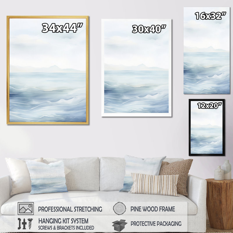 White Grey Line Art Serene Seascapes I " White Grey Line Art Serene Seascapes I ", Cadre photo noir