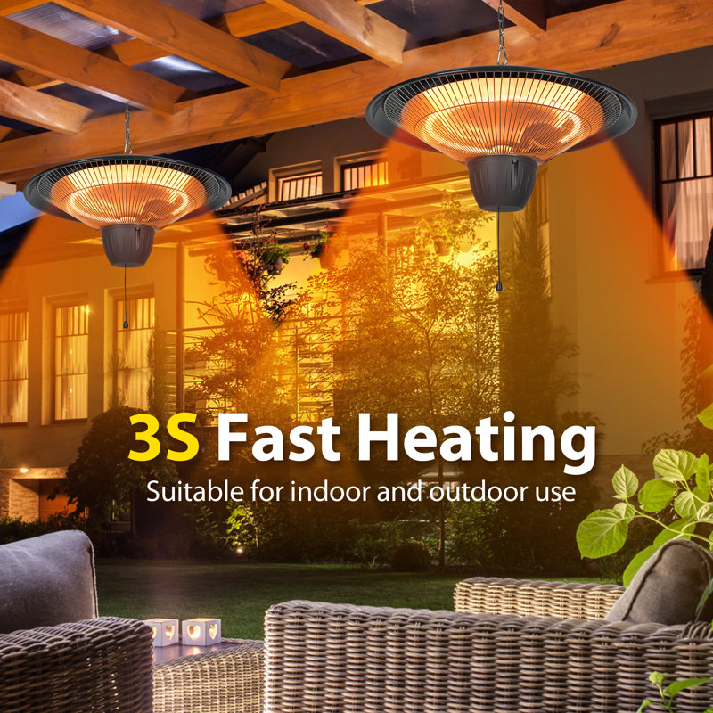 Chauffe-terrasse électrique infrarouge 1500W avec chaîne réglable