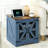 Farmhouse End Table Set of 2 with Charging Station - Nightstand with 2 Outlets & 2 USB Ports - Vintage Industrial Side Table-170966753-196753885