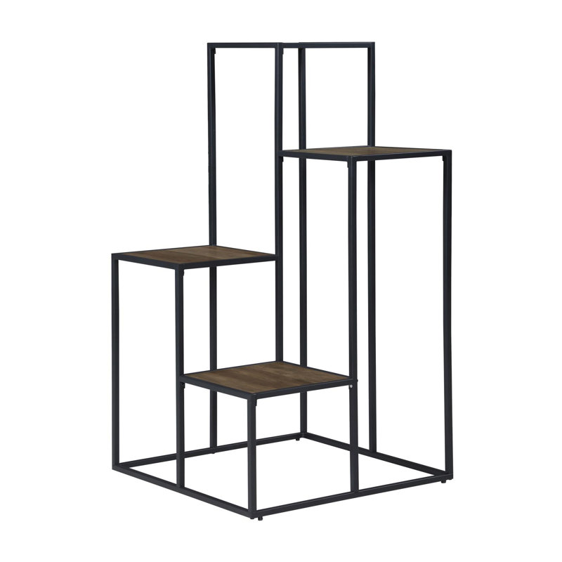 4-Tier Display Shelf Rustic Brown And Black