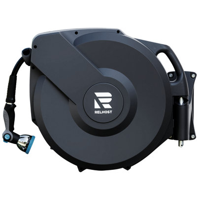 American relhost Spring Automatic Retractable Hose Reel Deep Gray 150 Feet x 1/2 Inch RW22-401-150ft