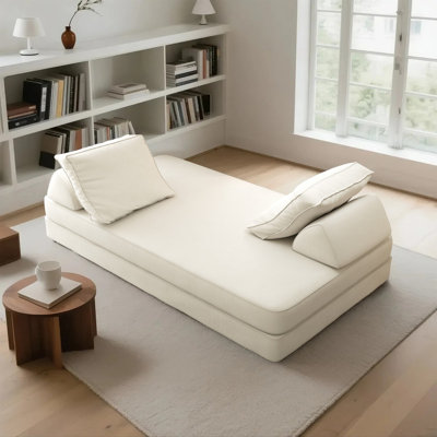 Convertible Sofa Bed 3-in-1 Multifunctional Chaise Lounge with Reclining Backrests & Storage Pillows