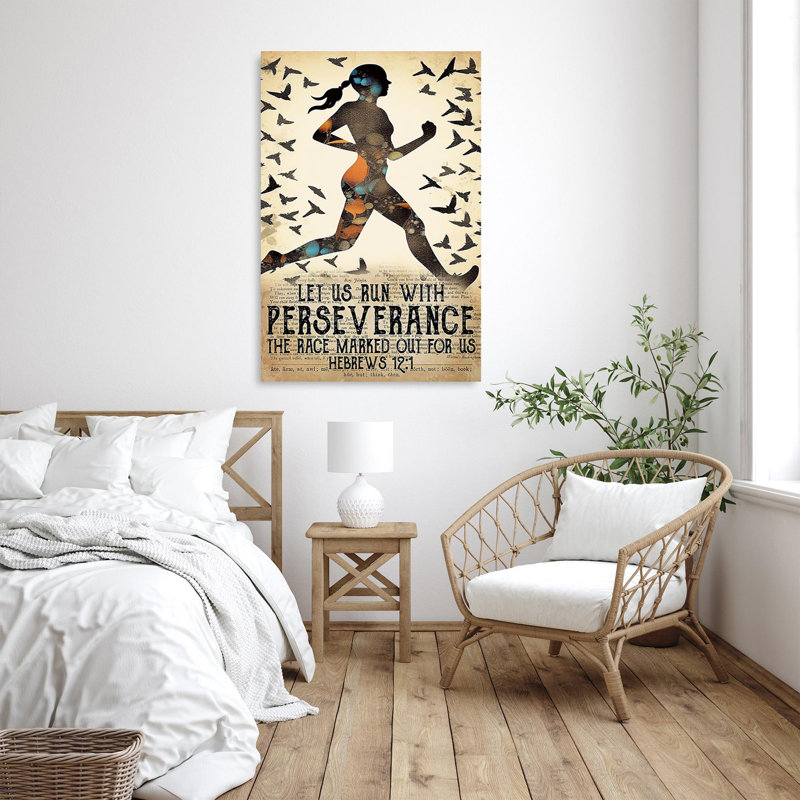 Let Us Run With Perseverance - 1 Piece Rectangle G " Let Us Run with Perseverance " Graphic Art Print