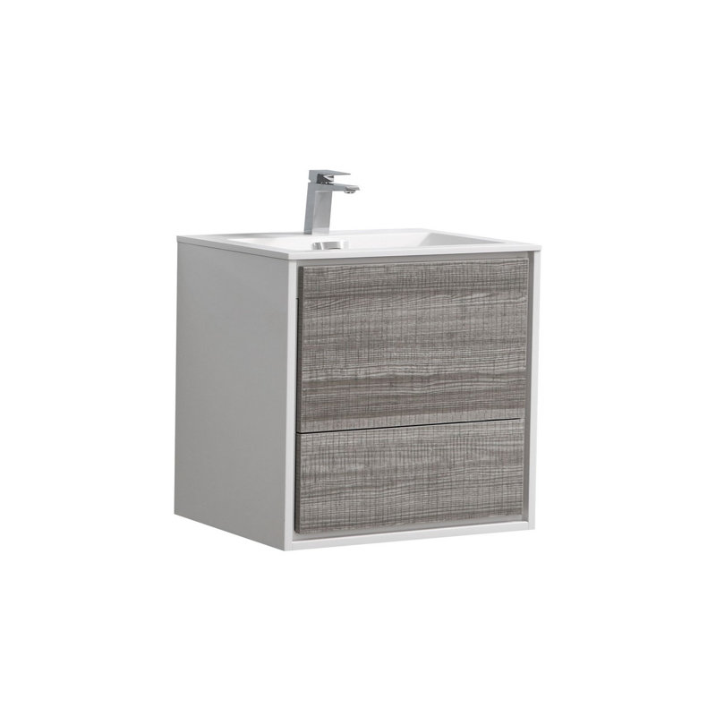 Trieu 23.86'' Single Bathroom Vanity with Acrylic Top, High Gloss Ash Gray