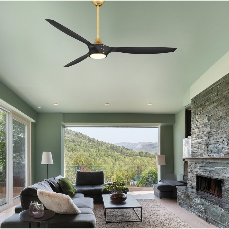 Ventilateur de plafond intelligent 65 po Pierce, Laiton, Noir