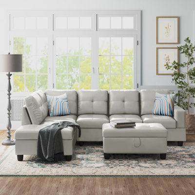 Brevard Faux Leather L-Shaped Sectional