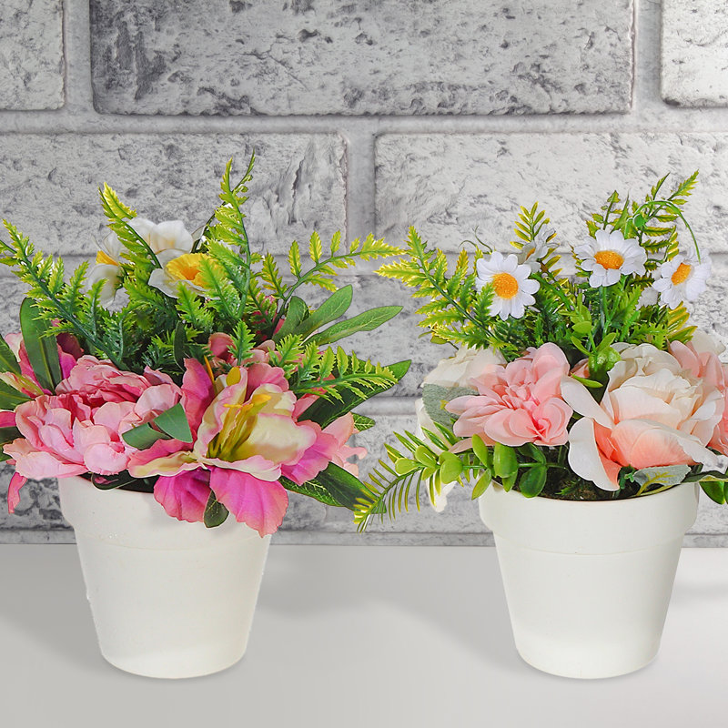 Bouquet artificiel, arrangements floraux en pot
