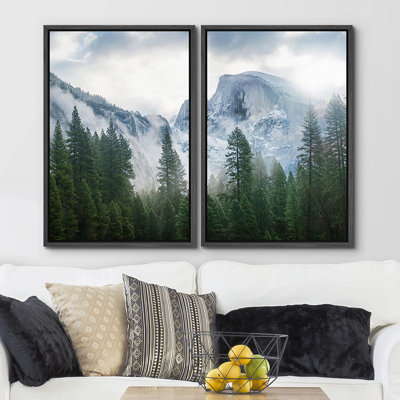 IDÉE4WALL, reproduction d'art sur toile, ensemble, hiver, chaîne de montagnes, forêt, nature, désert, photographie, réalisme, décor, paysage, zen multicolore, pour le salon, la chambre à coucher, le bureau par - 2 pièces sur