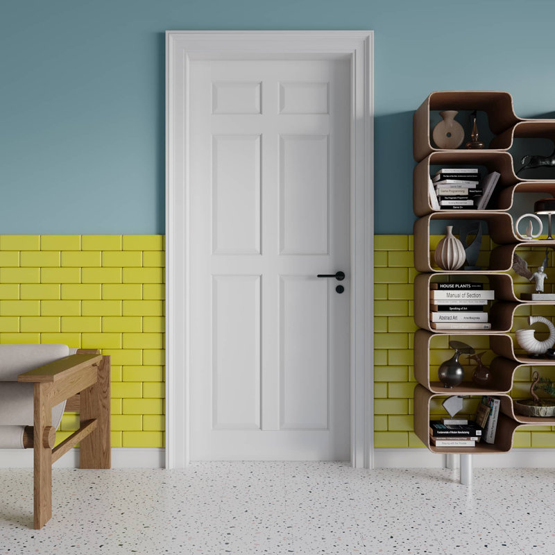 Porte à 6 panneaux en bois manufacturé 24 po x 80 po H 24 po pour garde-robe d'intérieur et de chambre à coucher