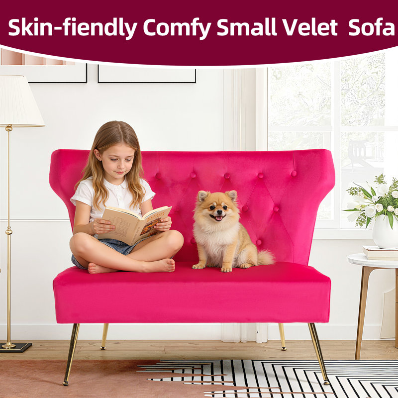 Vardell Fabric 48'' Reception Loveseat, Fuchsia