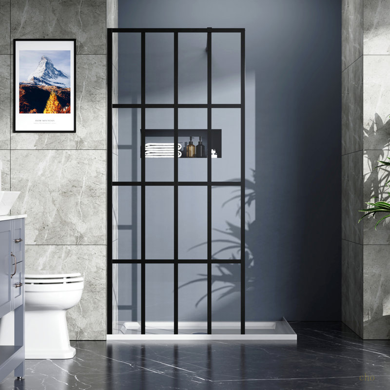 Porte de douche 34 po x 72 po avec finition noire