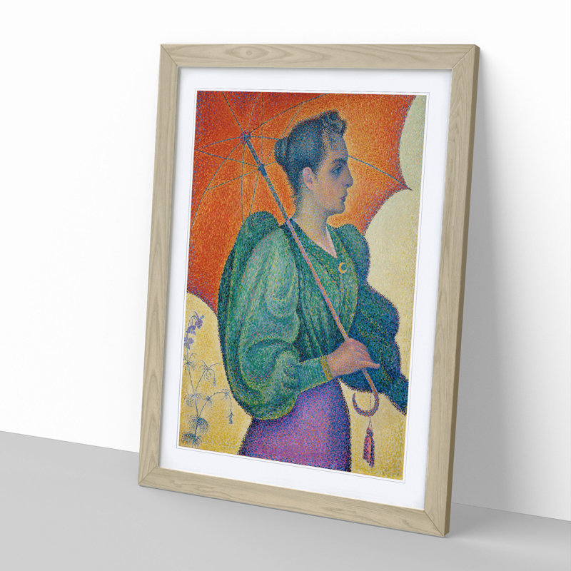 Woman with an Umbrella by Paul Signac - Picture Frame Painting, 48cm H x 36cm W x 2cm D, Oak Framed