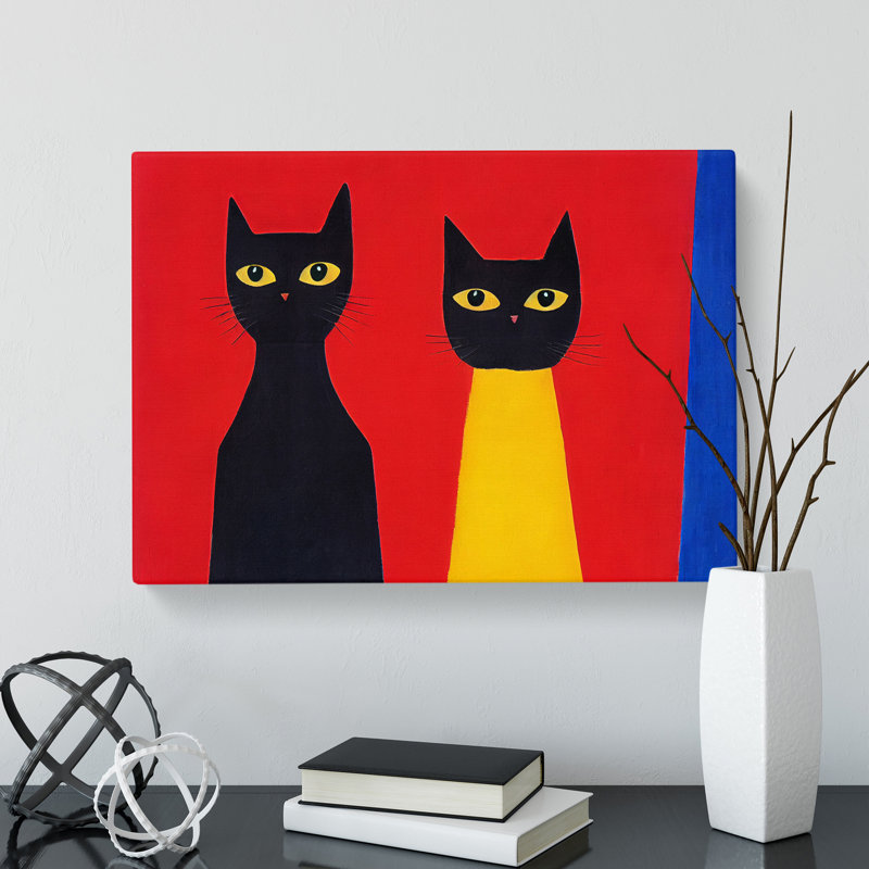 Two Abstract Cats Vol.5 - Wrapped Canvas Print, 35cm H x 50cm W x 3cm D
