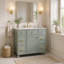 Meuble-lavabo 36 po avec lavabo en céramique, cadre en bois massif vert, portes à fermeture douce, tablettes réglables, 3 tiroirs, y compris un tiroir à double profondeur pour le rangement du sèche-cheveux-518526660
