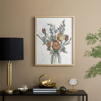 Watercolor Floral Arrangement II Framed Print - Solid Wood