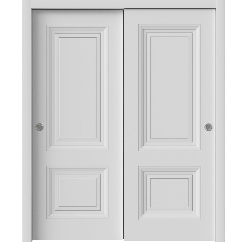 Portes coulissantes pour garde-robe coulissantes | Blanc ESSENTIEL 1222 | Ensemble de quincaillerie Rails | Portes de garde-robe de chambre en bois massif