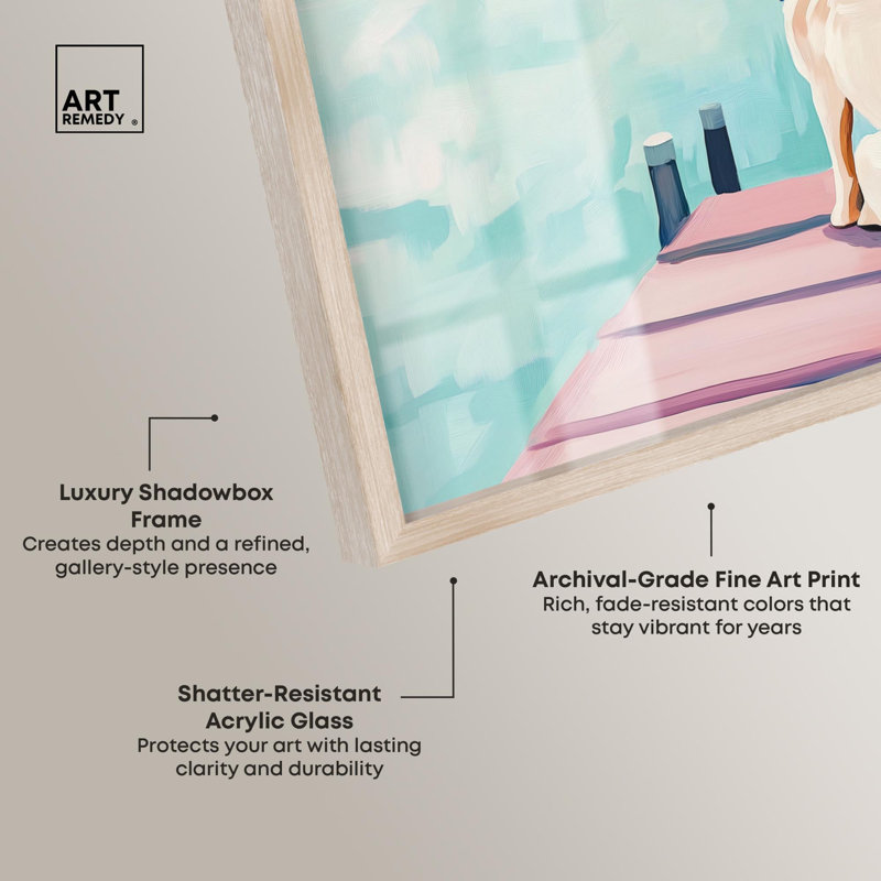 «Dockside Companion Shadowbox», impression côtière par Art Remedy, Crème, crème, H 25 po x l 21 po