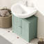 Under Sink Bathroom Cabinet, Pedestal Sink Storage Cabinet with 2 Doors, Shelf and U-Shape, Dark Green