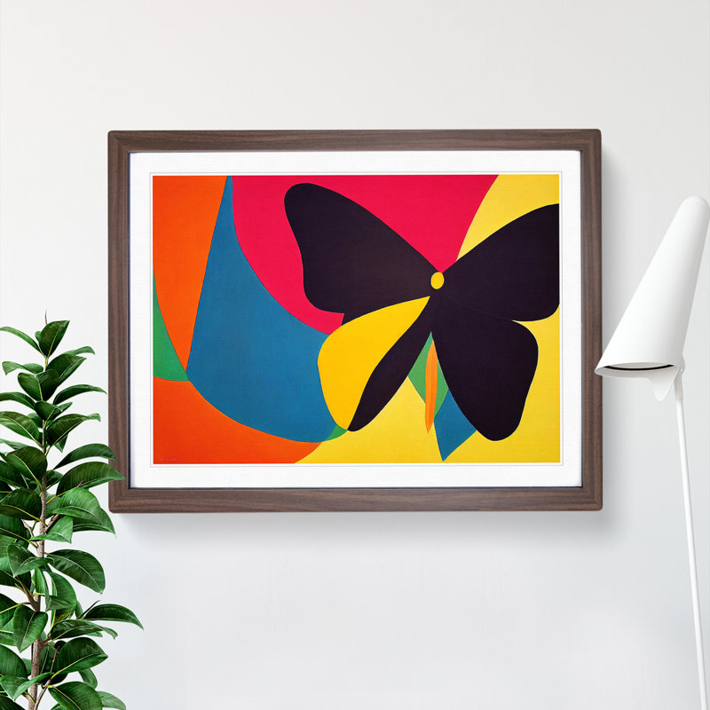 Butterfly Abstract Art Vol.1 - Single Picture Frame Print, Walnut, 46cm H x 64cm W x 2cm D