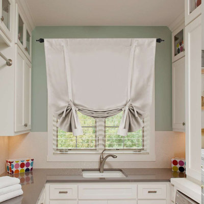 Curtain Thermal Insulated Tie Up Window Shade Light Blocking Curtains for Bathroom, Rod Pocket Single Panel