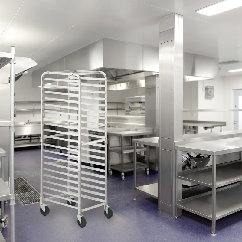 Aluminum 20-Tier Commercial Bakery Rack with Brake Wheels