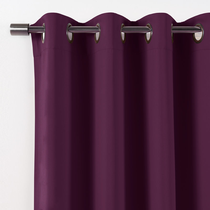 Adina Sevan Solid Thermal Grommet Curtain Panels, 52"W x 72"L, Purple