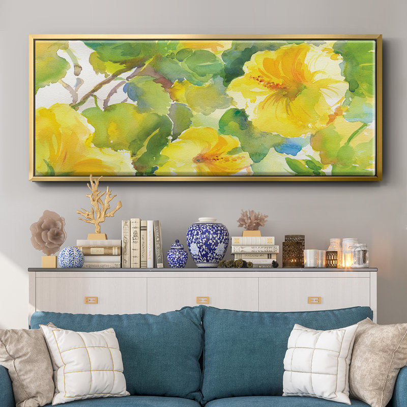 Citron Hibiscus II - toile encadrée, H 20 po x l 50 po