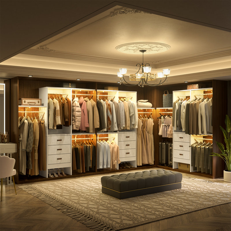 Nakada 19'' - 59" W Small Closet System with Drawers, White