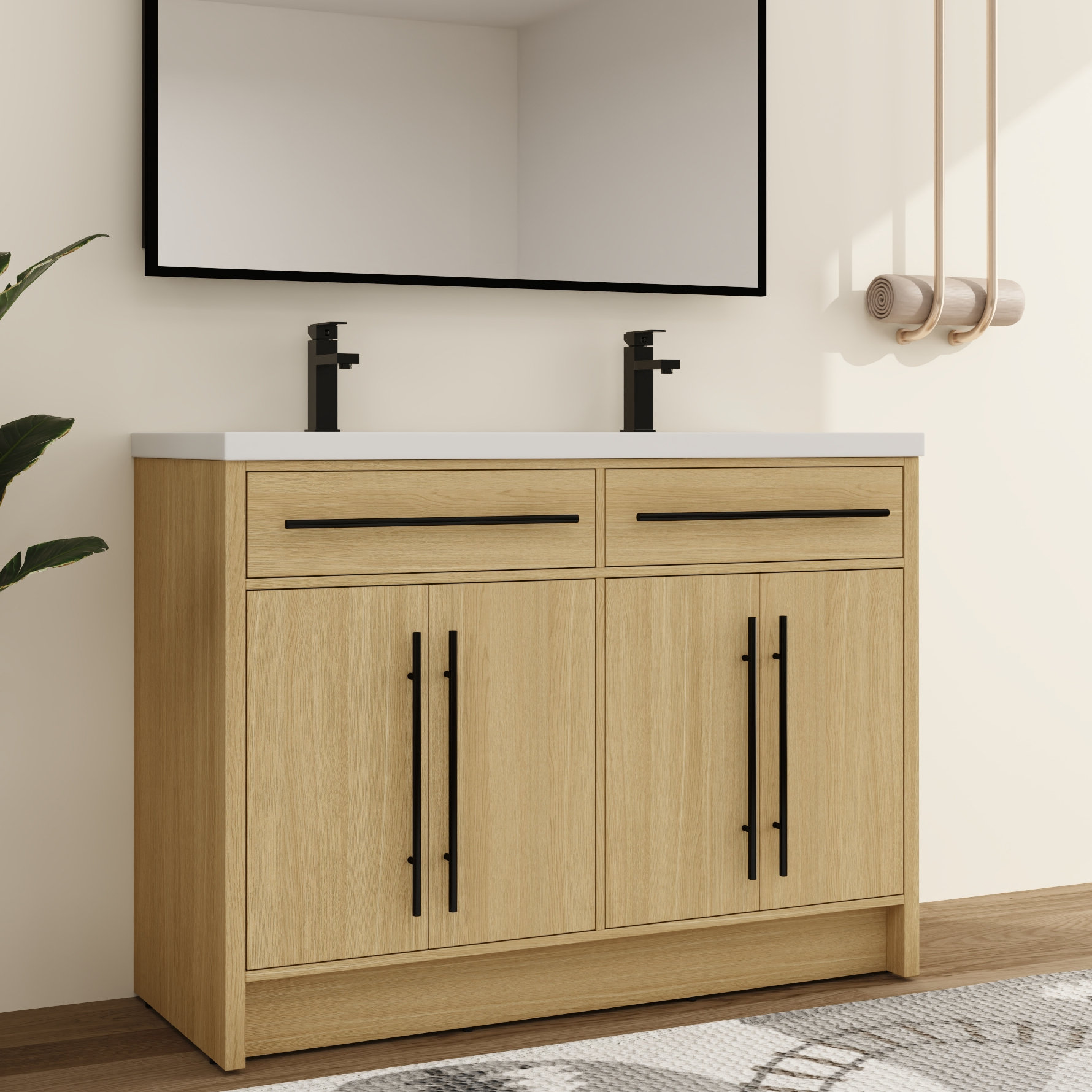 Latitude Run® Free standing Double Bathroom Vanity With Resin Vanity ...