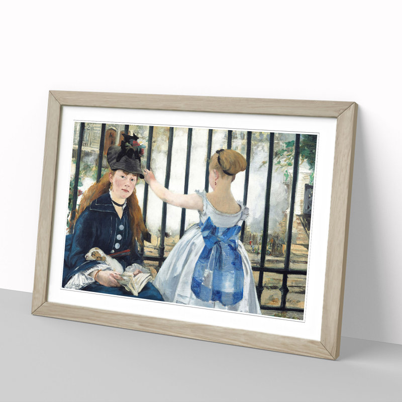 The Railway by Edouard Manet - Picture Frame Painting, 27cm H x 36cm W x 2cm D, Oak Framed