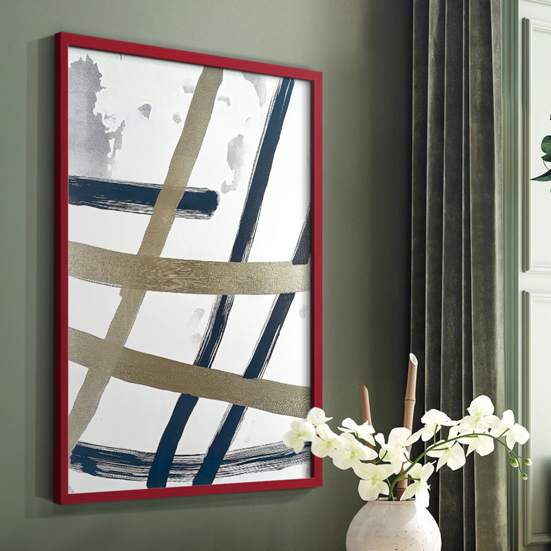 Impression abstraite encadrée, prête à être accrochée, fabriquée aux États-Unis, H 20 po x l 16 po, Rouge