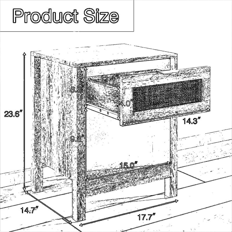 Ensemble de 2 tables de chevet en rotin avec tiroir et tablette, tables de chevet Boho pour chambre à coucher et salon, tables de bout peu encombrantes avec rangement